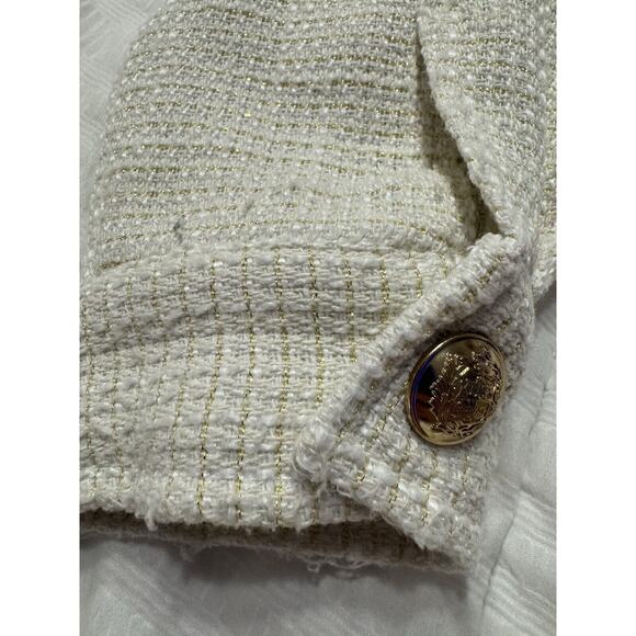 Sweet Rain Tweed Shacket Shirt Jacket White Gold Shimmer Accent - Picture 3 of 9